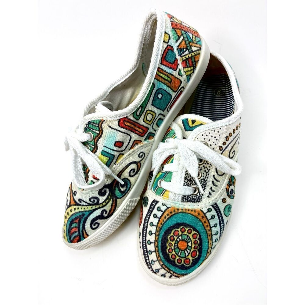 Custom Hand-Painted Canvas Sneakers Sz 8